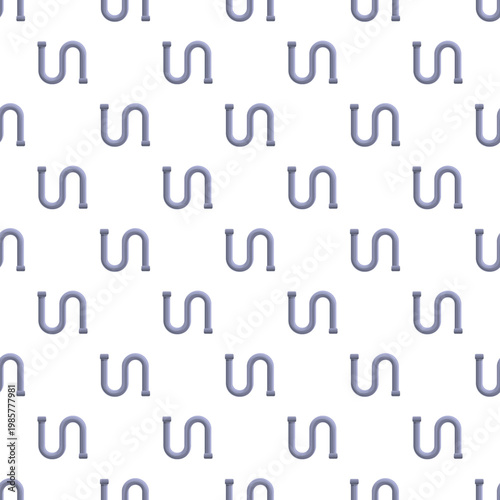Plumbing s bend traps repeating as a seamless pattern on white background