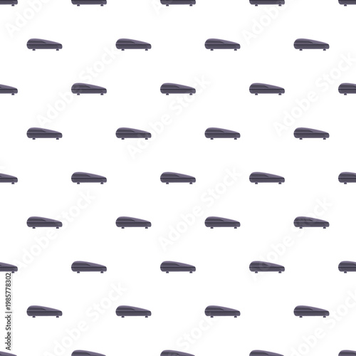 Repeating flat vector illustration of car roof boxes for travel storage accessory