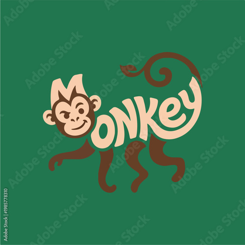 Monkey Cartoon Character Illustration.
