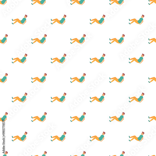 Repeating pattern showing a casual man relaxing on his back