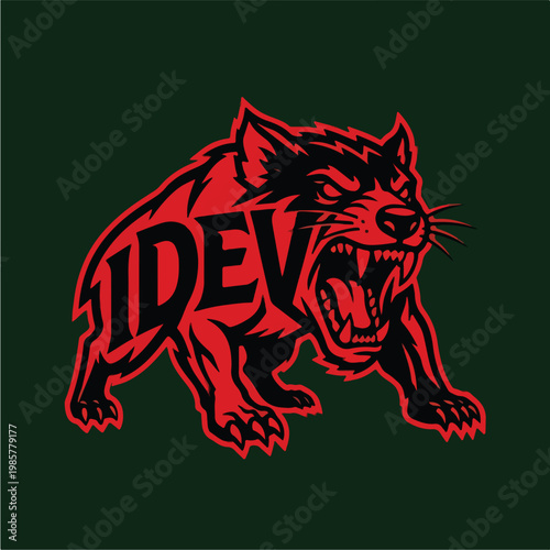 Red Wolf Logo Illustration.