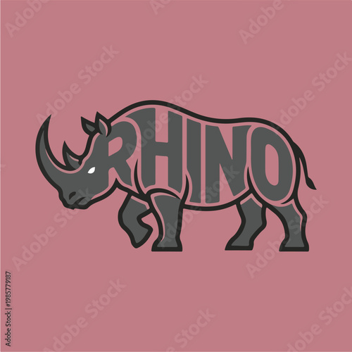 Rhino Animal Illustration Graphic.