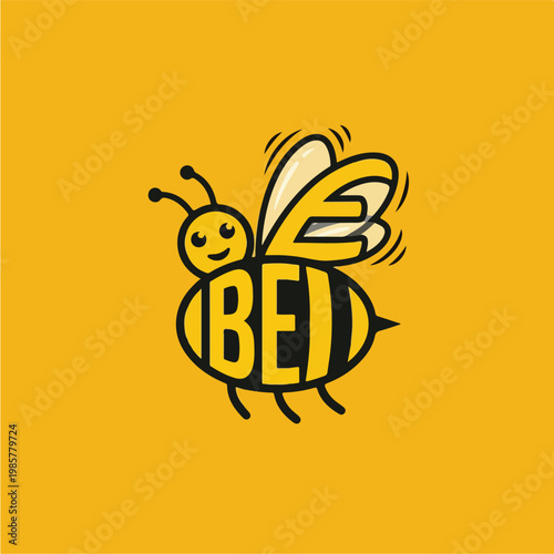 Smiling Bee Cartoon Character.
