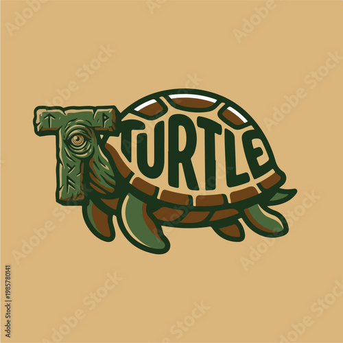 Turtle Cartoon Logo Illustration.