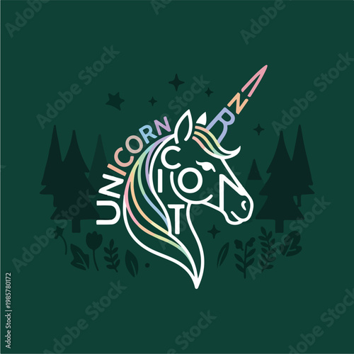 Unicorn Head Logo Design.