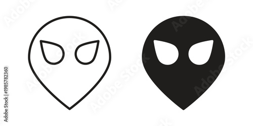 Alien icon design, logo, app, template set. Black icons