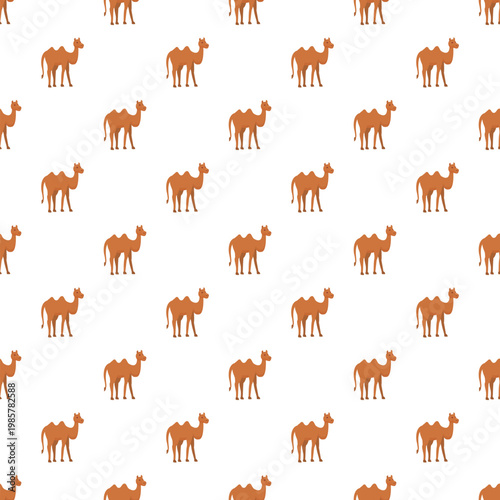 Camels forming an exotic desert wildlife endless pattern on a white background