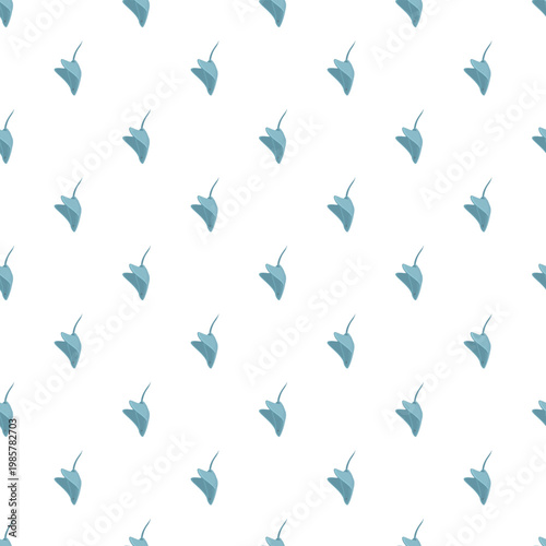 Blue stylized stingrays forming a seamless marine animal pattern