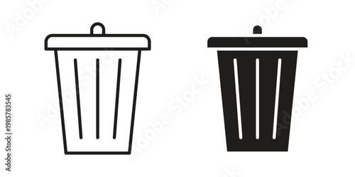 Bin icon design, logo, app, template set. Black icons
