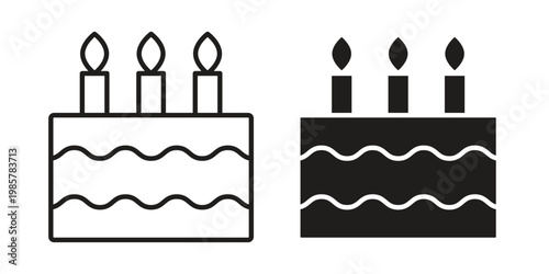 Birthday cake icon design, logo, app, template set. Black icons