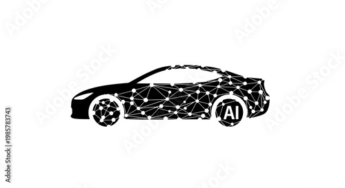 Black car with white dots on side.