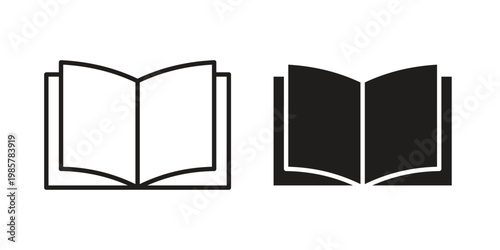 Book icon design, logo, app, template set. Black icons