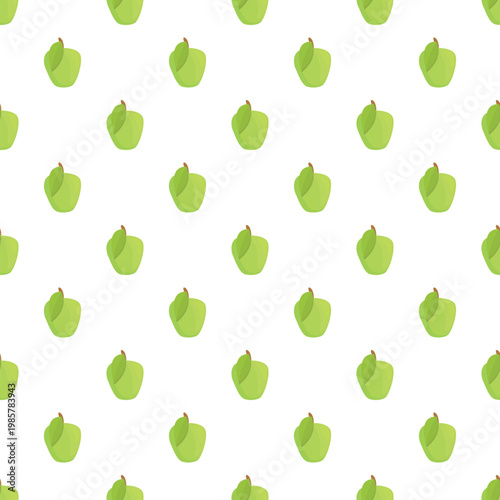Green apples forming a repeating seamless pattern on a clean white background
