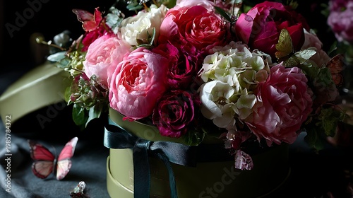 Elegant Bouquet with Red Roses and Lilies / 赤いバラと百合のエレガントな花束