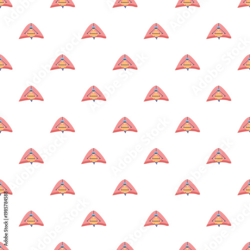 Repeated hang gliders forming a seamless pattern on a white background
