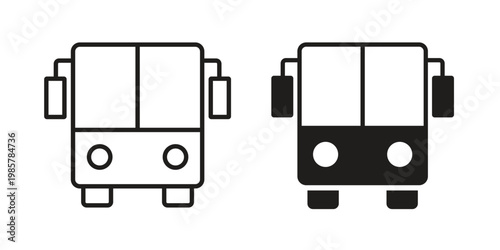 Bus icon design, logo, app, template set. Black icons