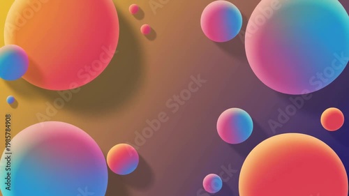 Abstract Colorful Gradient Spheres Floating Motion Background