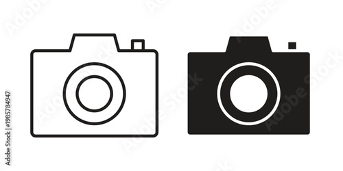 Camera icon design, logo, app, template set. Black icons