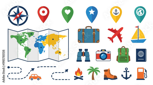 Travel icons and symbols collection.