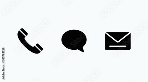Communication icons on white background.