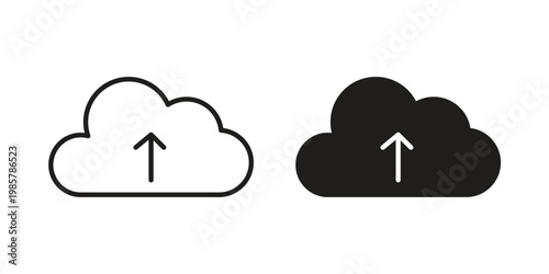 Cloud upload icon design, logo, app, template set. Black icons