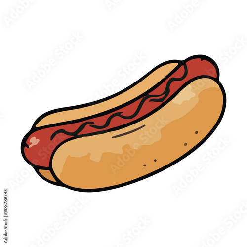 Delicious Hot Dog Illustration Isolated on White Background