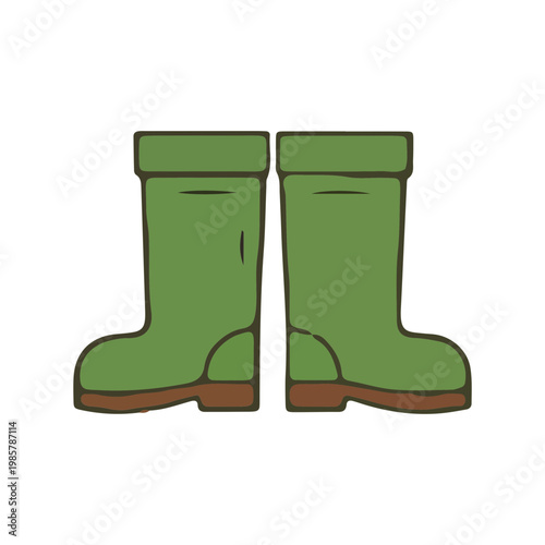 Green Rubber Rain Boots Illustration for Gardening and Wet Weather