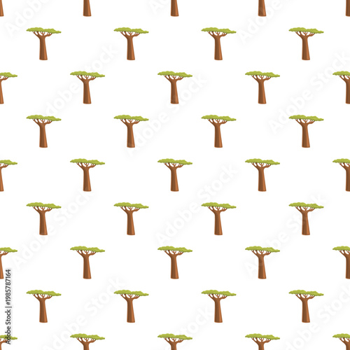 Baobab trees forming a repeated design on a white background