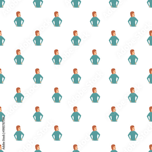 Woman cartoon character looking to the side in a repeating pattern
