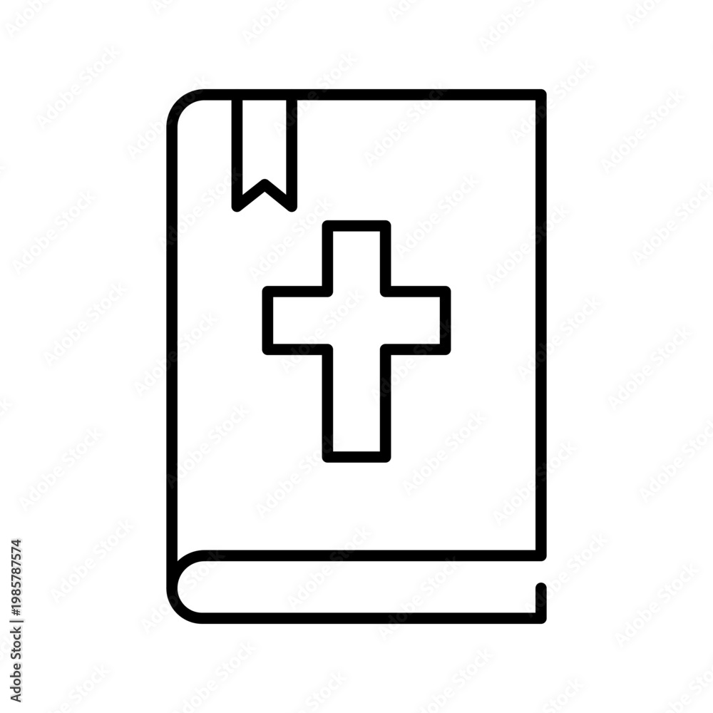 Obraz premium Bible book icon. Religion and christianity line symbol. Black and white.