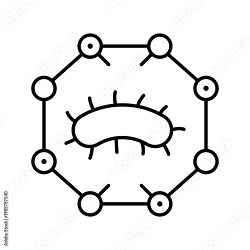 Bacteria cell icon. Science and microbiology line symbol. Black and white.