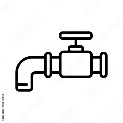 Beer tap icon. Food and bar line symbol. Black and white.