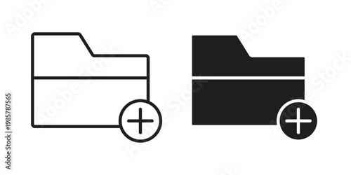 Create folder icon design, logo, app, template set. Black icons