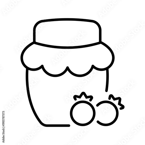 Berry jam icon. Food and preserves line symbol. Black and white.