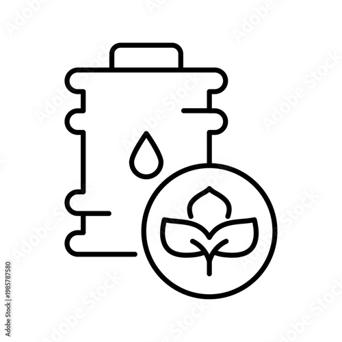 Bio fuel icon. Industry and renewable energy line symbol. Black and white.
