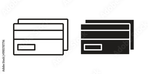 Credit card icon design, logo, app, template set. Black icons