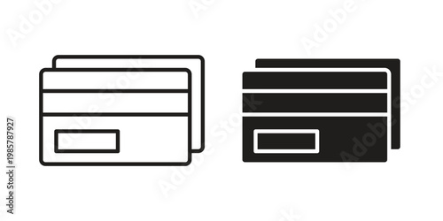 Credit card icon design, logo, app, template set. Black icons