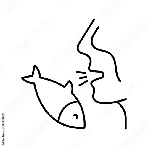 Fish allergy icon. Healthcare and allergies line symbol. Black and white.