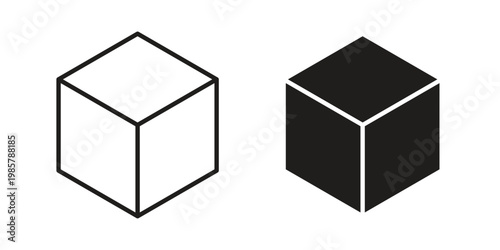 Cube icon design, logo, app, template set. Black icons