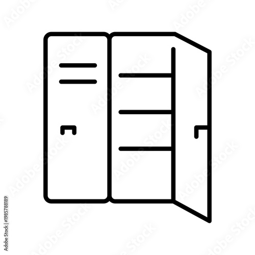 Locker room icon. Sports and locker room line symbol. Black and white.