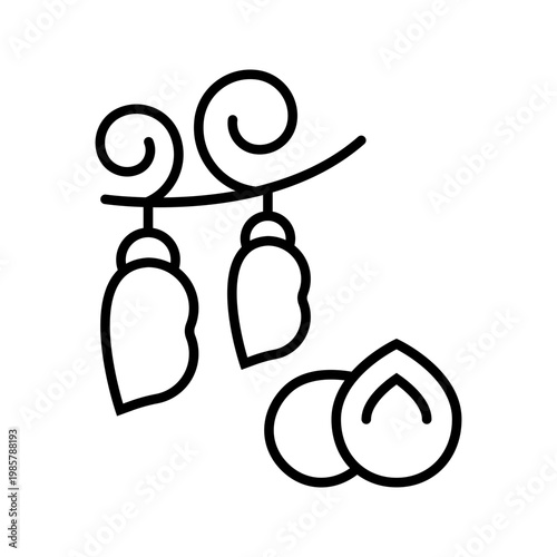Lentil seed icon. Food and legumes line symbol. Black and white.
