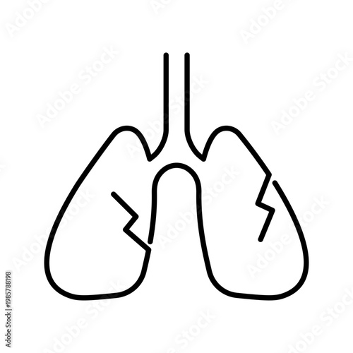 Lung disease icon. Healthcare and pulmonology line symbol. Black and white.