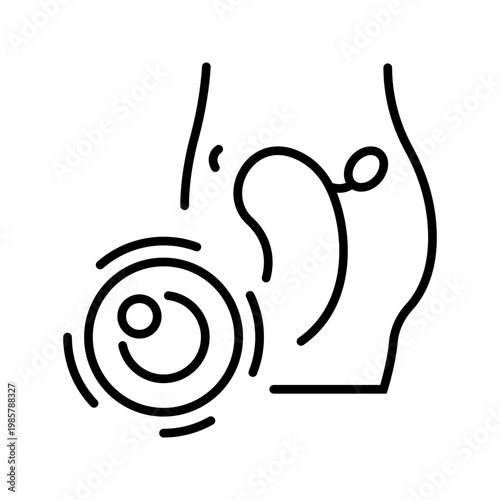 Ovulation egg icon. Healthcare and fertility line symbol. Black and white.