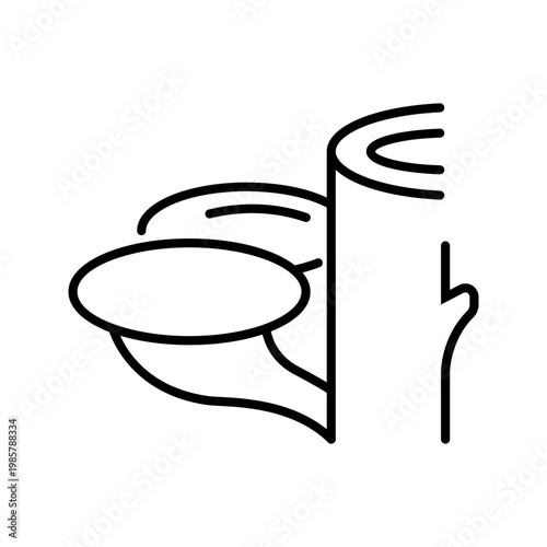 Oyster mushroom icon. Food and edible mushroom line symbol. Black and white.