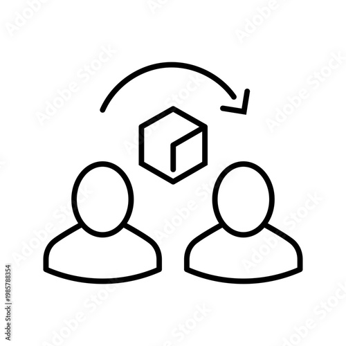 Package transfer icon. Business and ecommerce line symbol. Black and white.