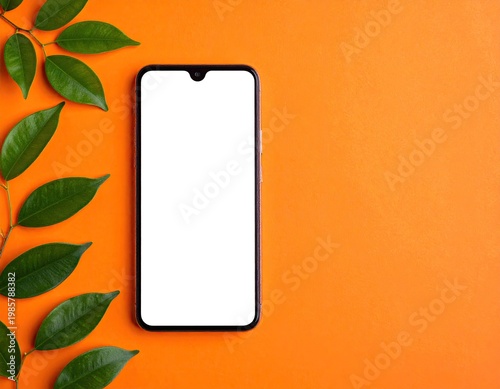 Wallpaper Mural Smartphone with blank screen next to leafy branch Torontodigital.ca