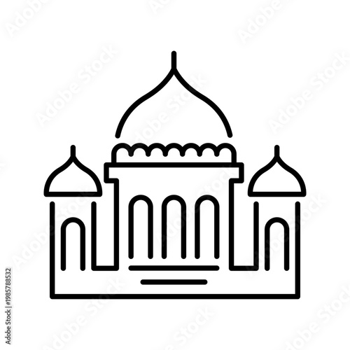 Saint isaac cathedral icon. Architecture and religious building line symbol. Black and white.