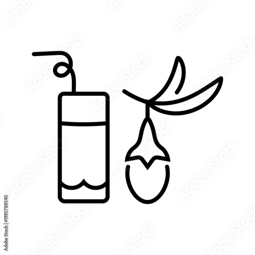 Sea buckthorn juice icon. Food and juice line symbol. Black and white.
