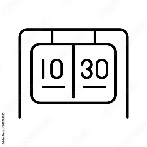 Score board icon. Sports and scoreboard line symbol. Black and white.