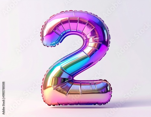 Wallpaper Mural Iridescent number "2" balloon, white background (1) Torontodigital.ca